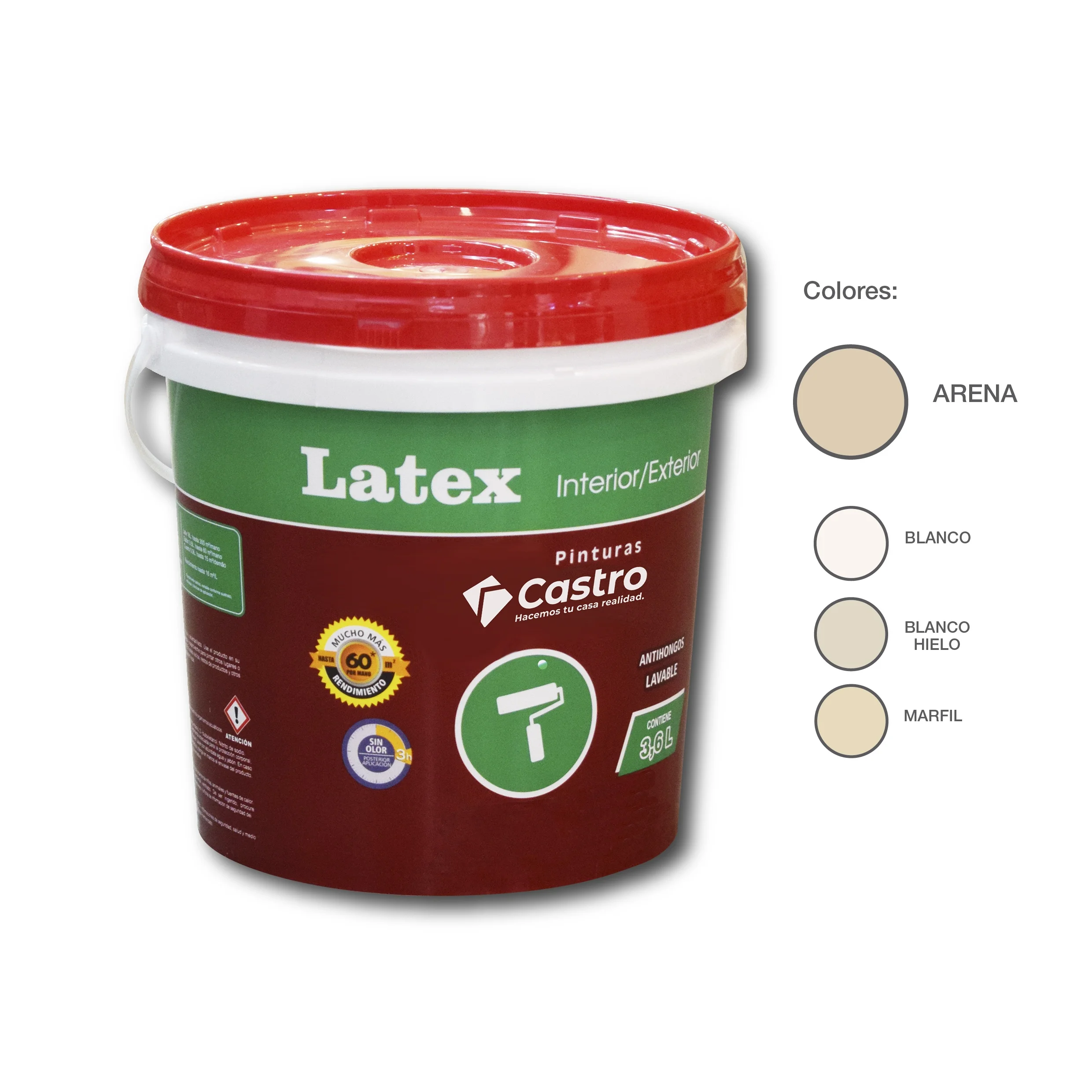 Pintura Castro Latex Interior Exterior Arena Lts Castro